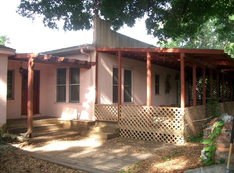 View of covered back yard deck (12' X 36'), North side of house.