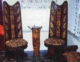 Indonesian Ethnic Chairs with matching drum ( inquire about costs)